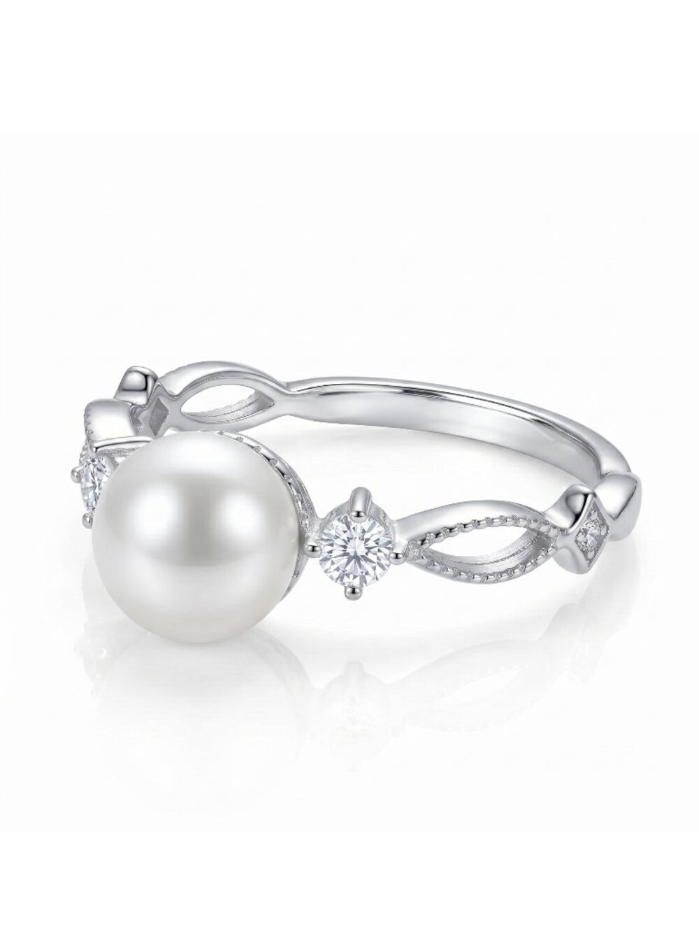 Dainty Pearl Ring, 925 Sterling Silver Charmed Aroma